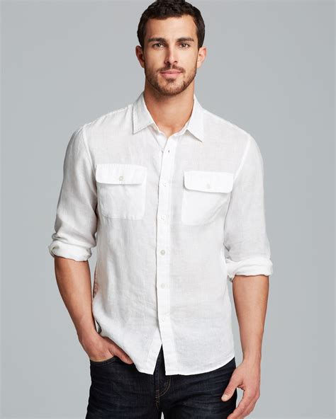 michael kors men's slim-fit linen shirt|Michael Kors linen with gold.